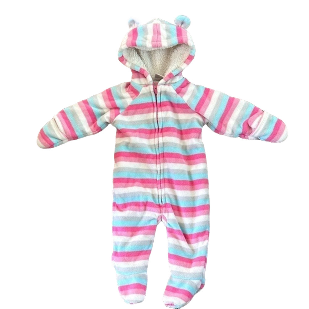 Striped fleece fall/winter outdoor onesie.